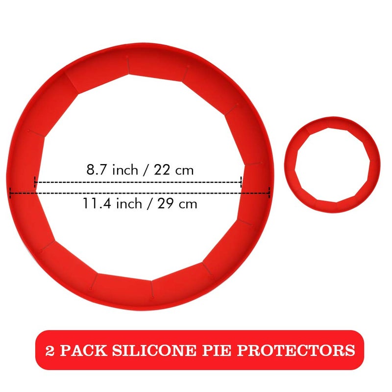 Antenda Adjustable Silicone Pie Crust Shields - Baking Protectors Cover Ring Fits 8-11.4 Inch Pies - Image 3